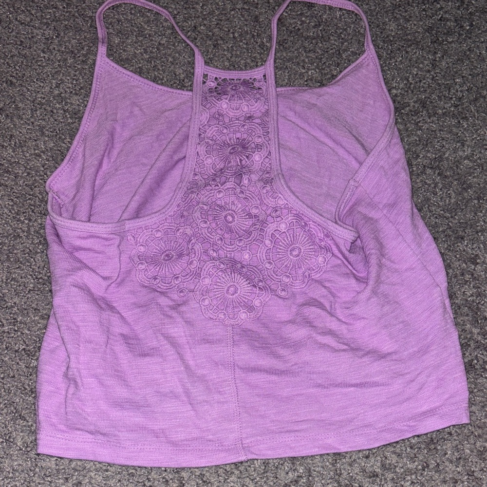 Purple Embroidered Tank Top
